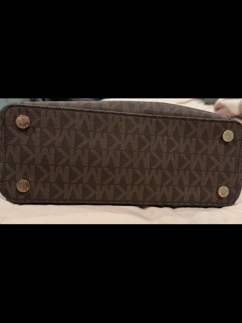 Michael Kors Brown/Tan MK Logo Tote with Gold Accent